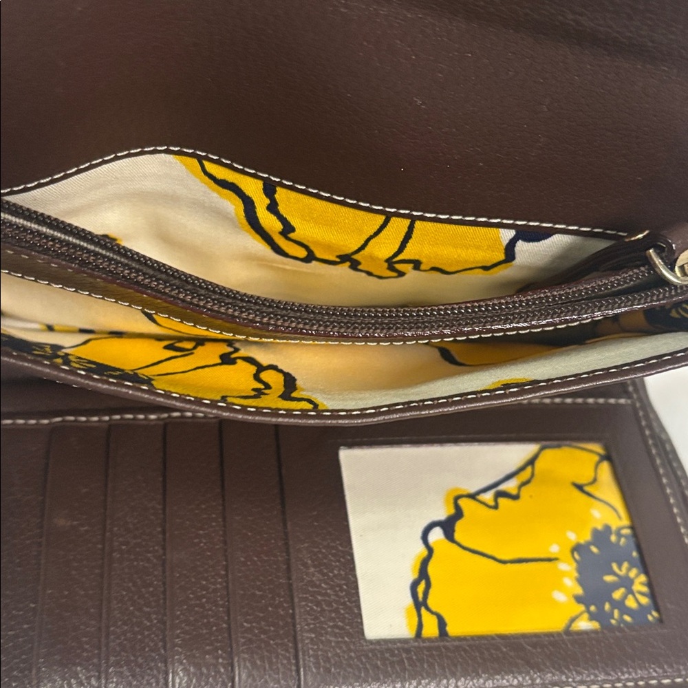 Kate Spade Brown Leather Checkbook Wallet ID Card Holder Coin Purse Folding - Picture 15 of 17